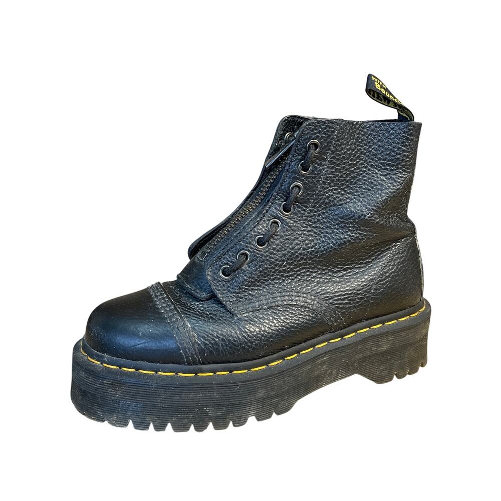 Dr Martens Sinclair Women's Black Leather Lace Up Platform Combat Boots Size 8